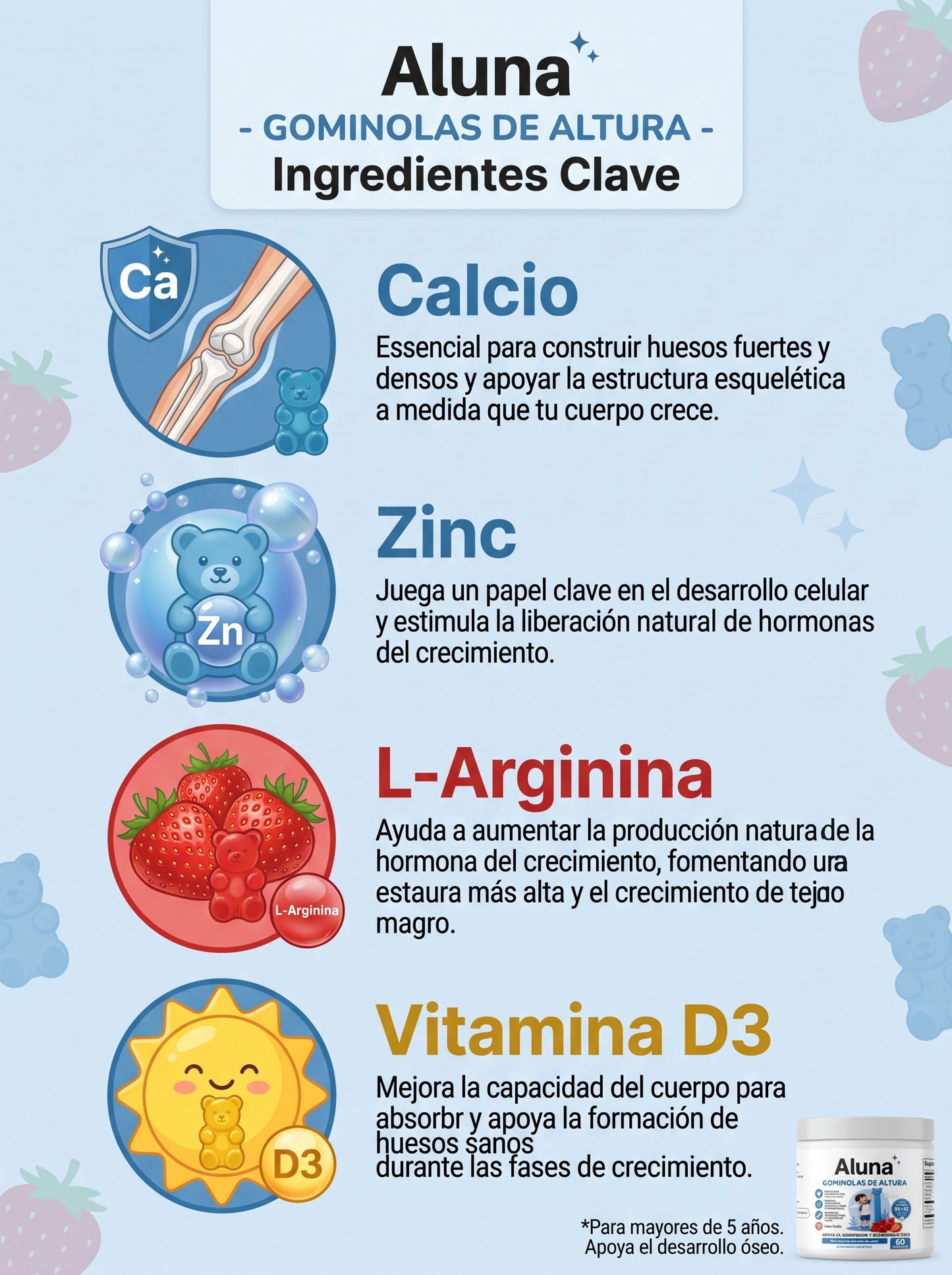 Aluna® Crecimiento Óseo Natural.